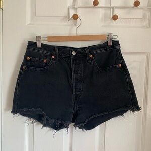 Levi's Womens 501 Original High Rise Jean Shorts Lunar Black Size 29 Button Fly